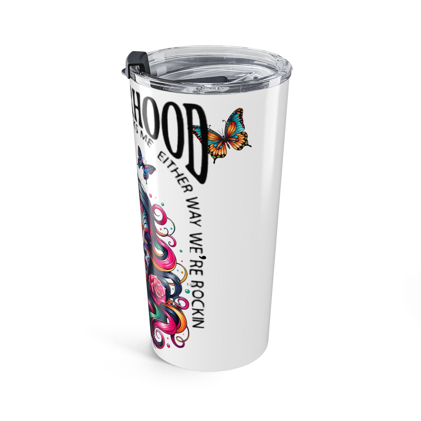 Motherhood Sugar Skull 20oz Tumbler — Day of the Dead Floral Travel Cup