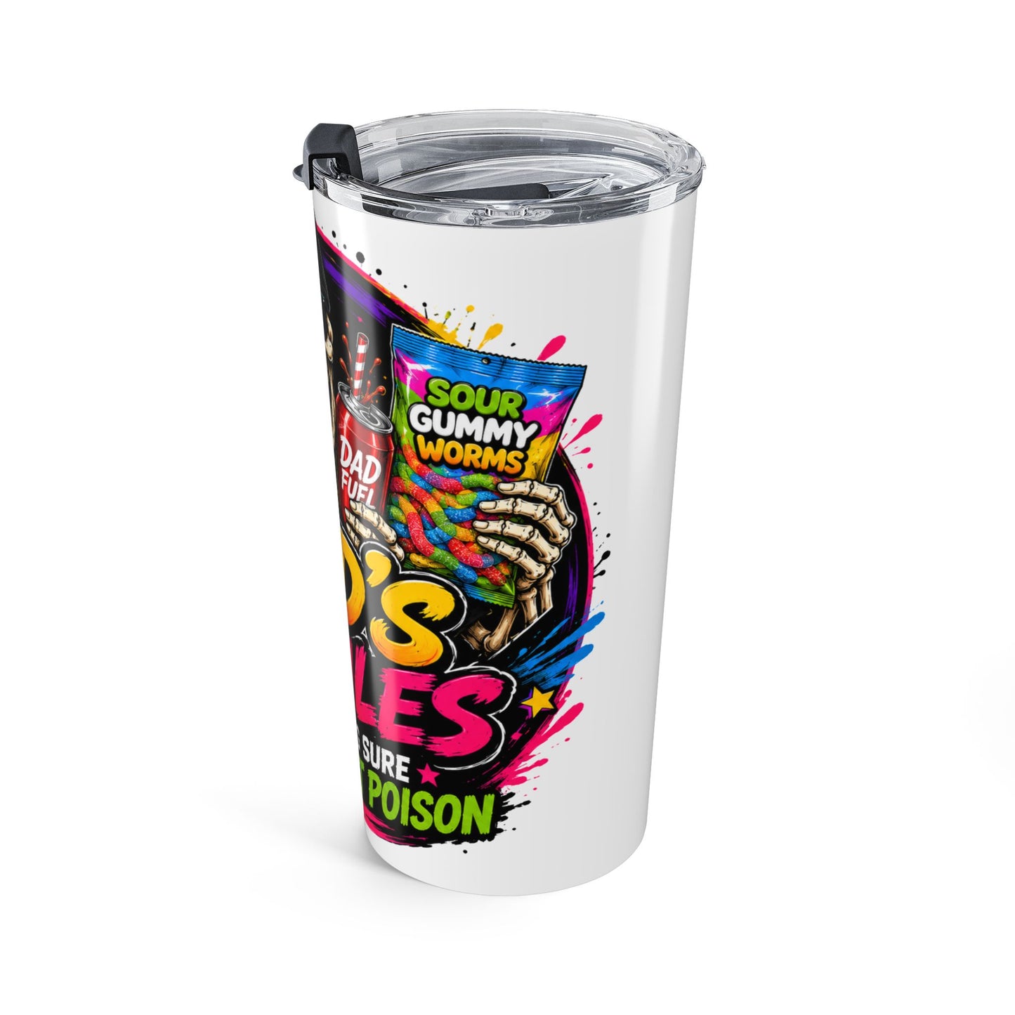 20oz Dad’s Rules Stainless Steel Tumbler — Funny Skull 'Dad Fuel' Travel Mug