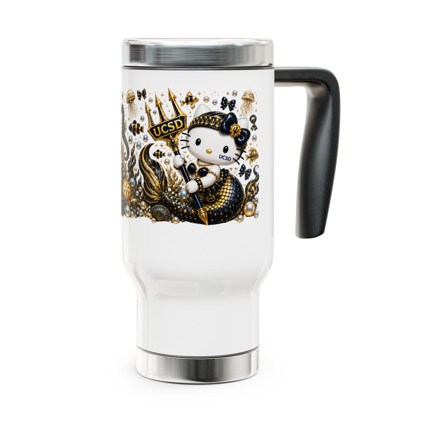 UCSD Nautical Seal Stainless Steel Travel Mug with Handle — 14oz