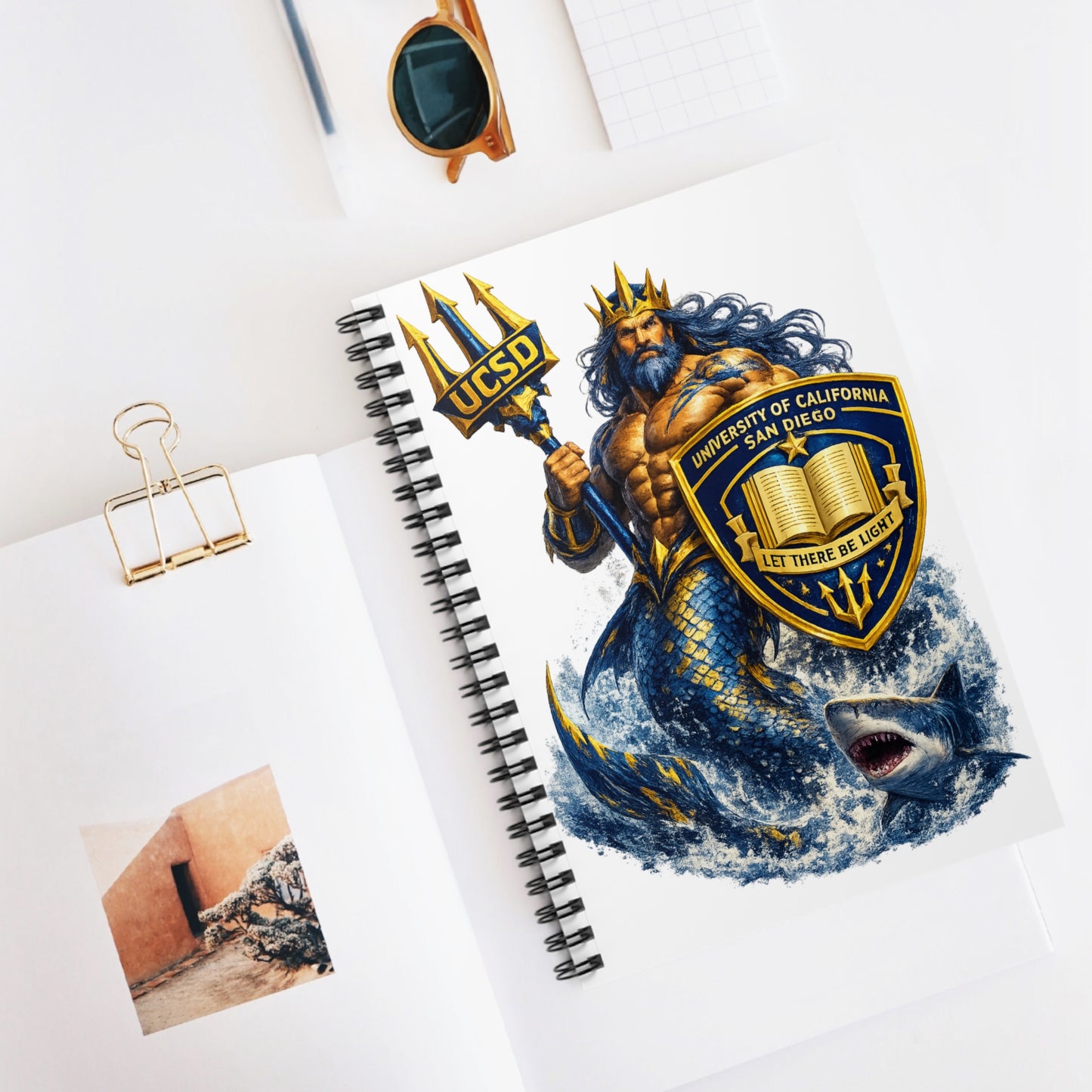 UCSD Triton Spiral Notebook — College Ruled Journal with Neptune & Shark Crest