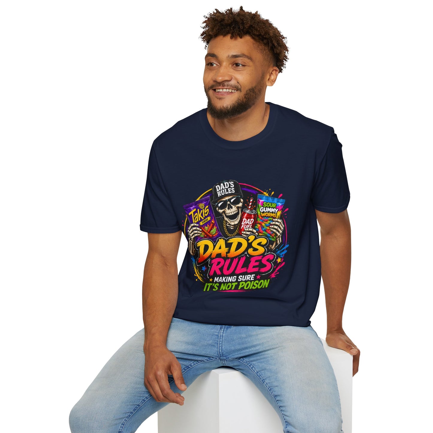 Dad's Rules T-Shirt — Funny Candy Snacking Skull Tee (Makes Sure It’s Not Poison)