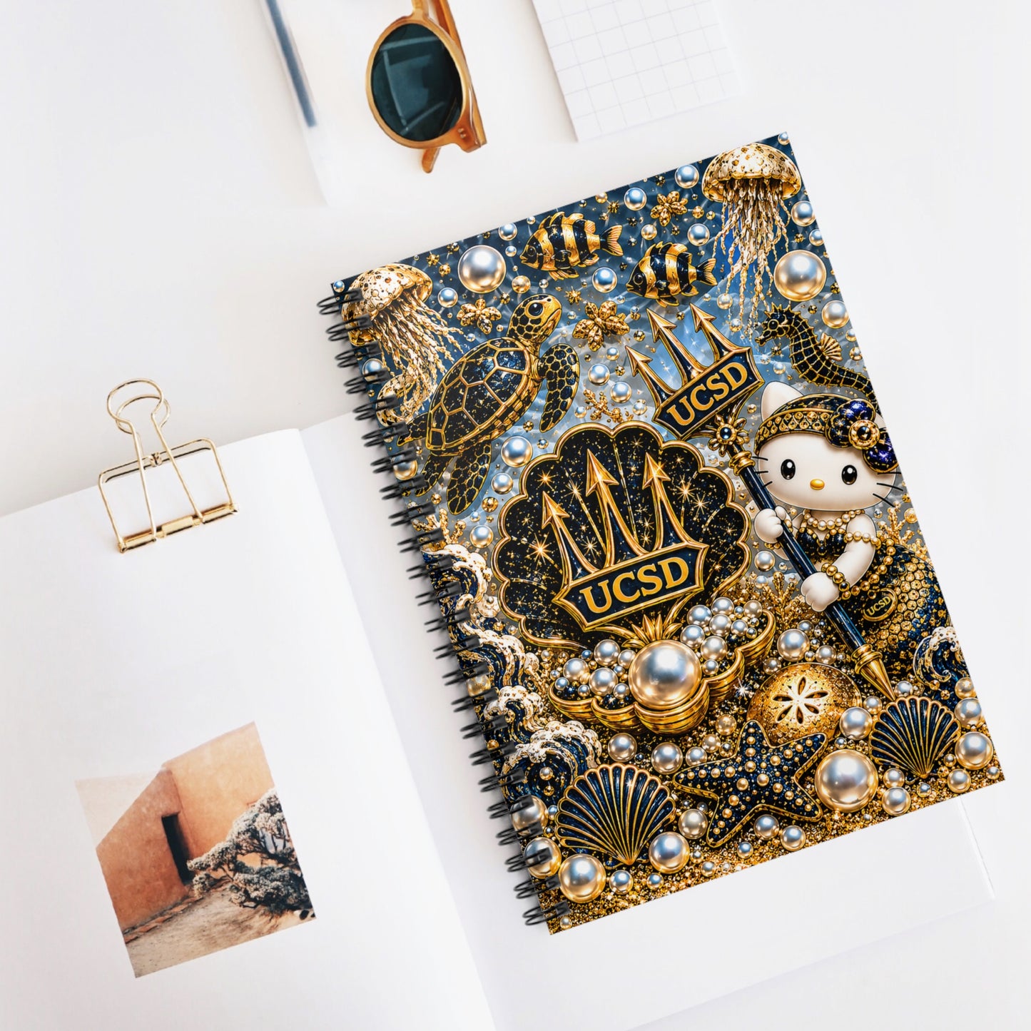UCSD Triton Hello Kitty Spiral Notebook — Cute Campus Journal, Ruled College Notebook