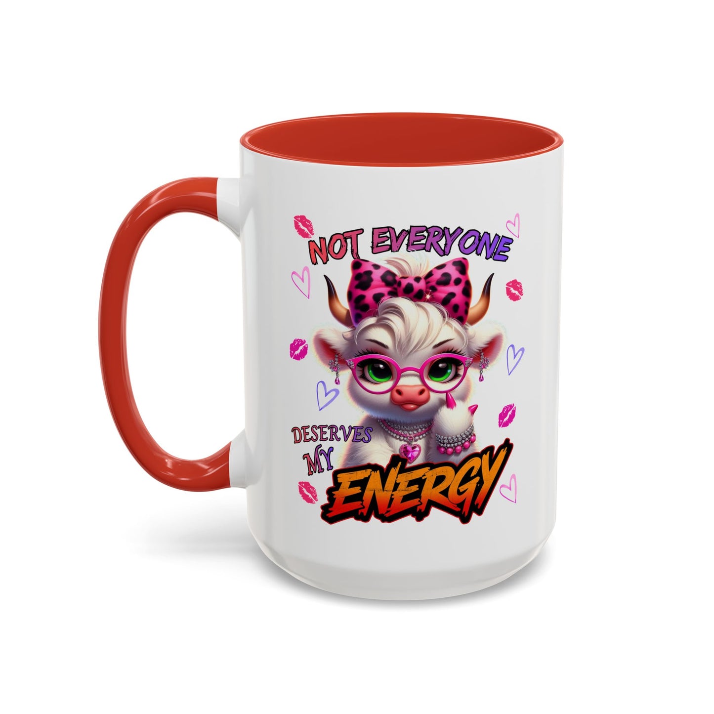 Coffee Mug — "Not Everyone Deserves My Energy" Cute Cow Accent Mug (11/15 oz)
