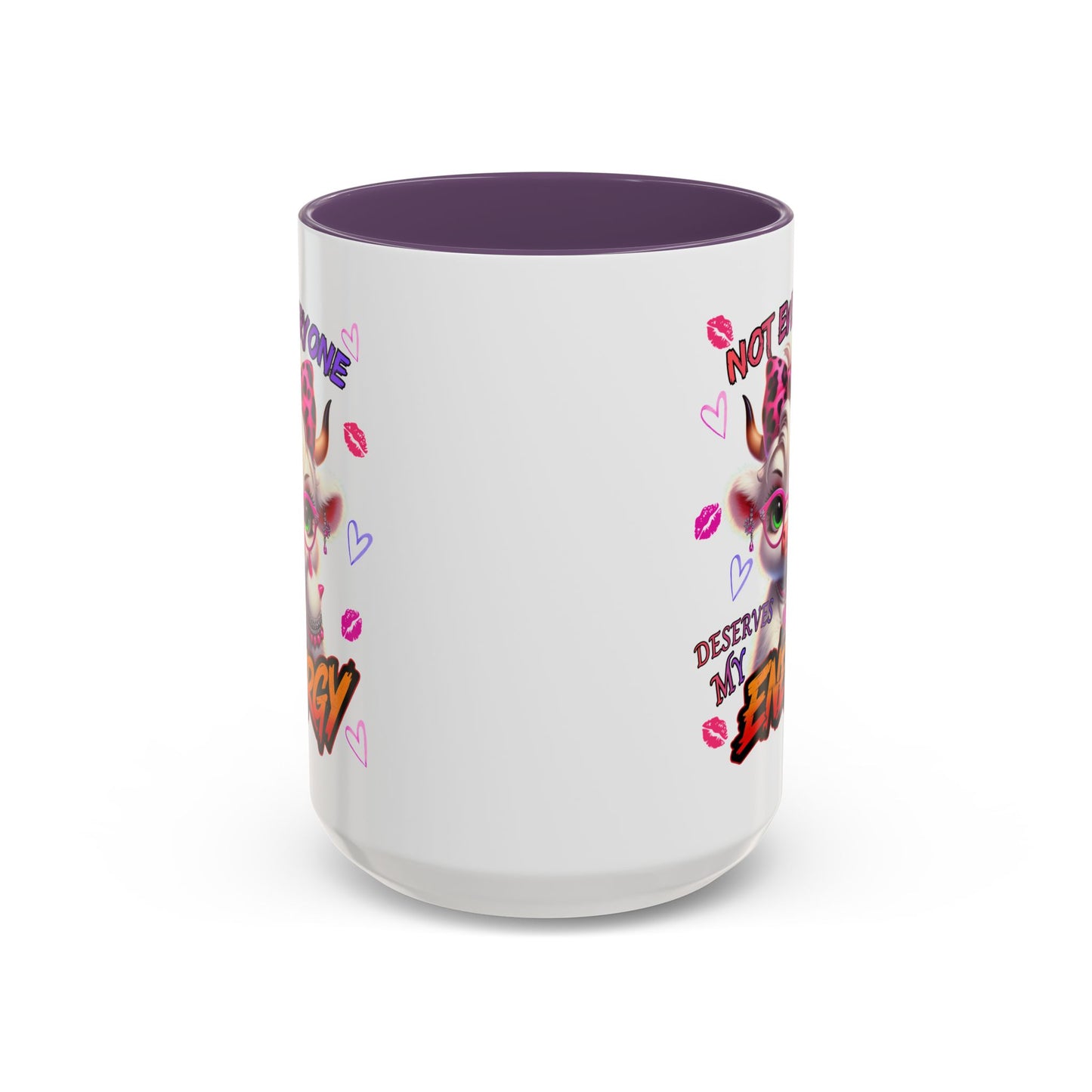 Coffee Mug — "Not Everyone Deserves My Energy" Cute Cow Accent Mug (11/15 oz)