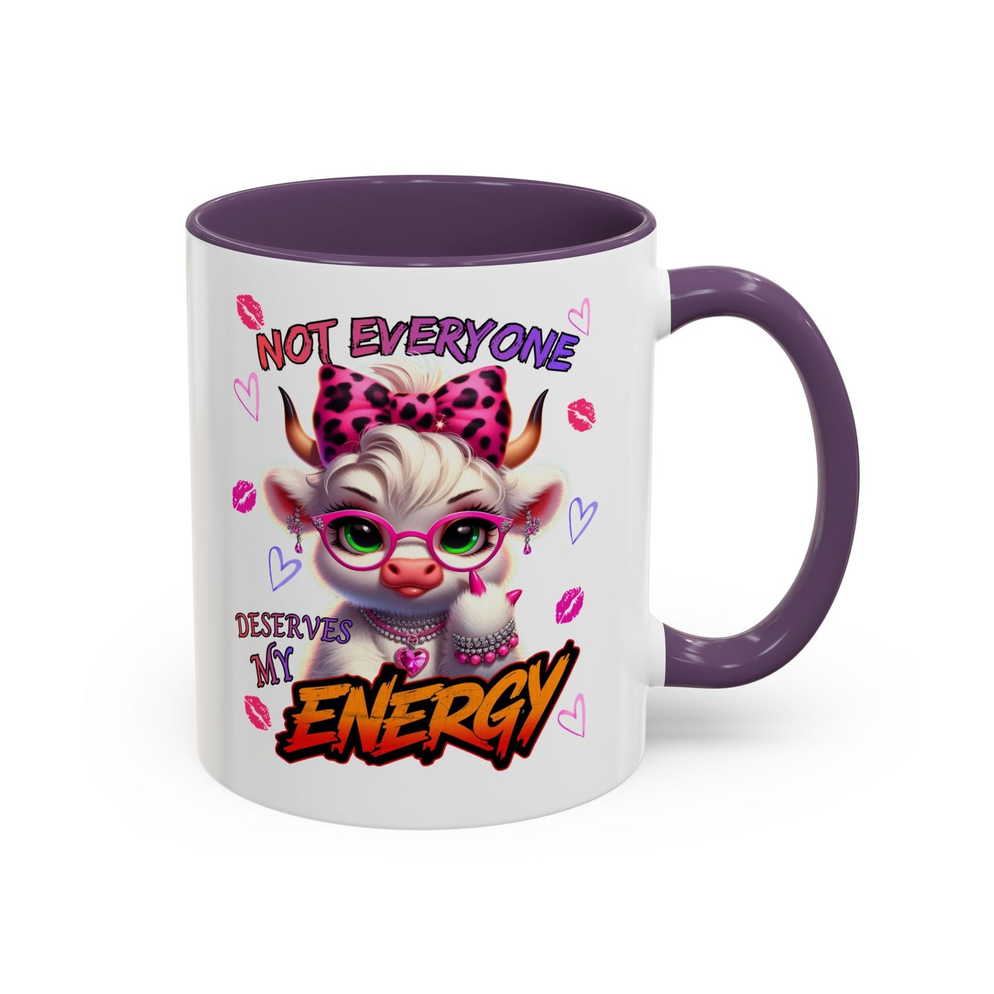 Coffee Mug — "Not Everyone Deserves My Energy" Cute Cow Accent Mug (11/15 oz)