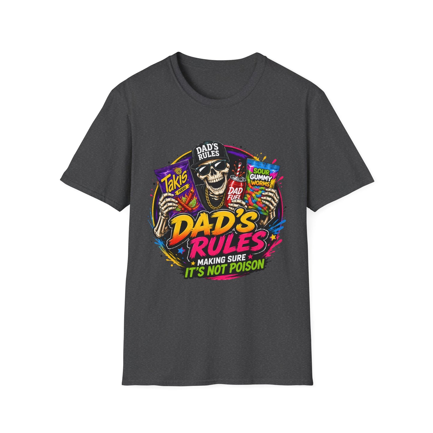 Dad's Rules T-Shirt — Funny Candy Snacking Skull Tee (Makes Sure It’s Not Poison)