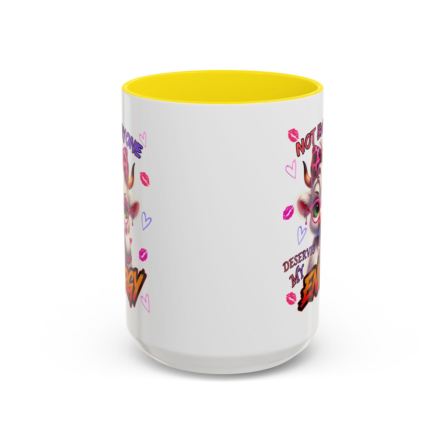Coffee Mug — "Not Everyone Deserves My Energy" Cute Cow Accent Mug (11/15 oz)