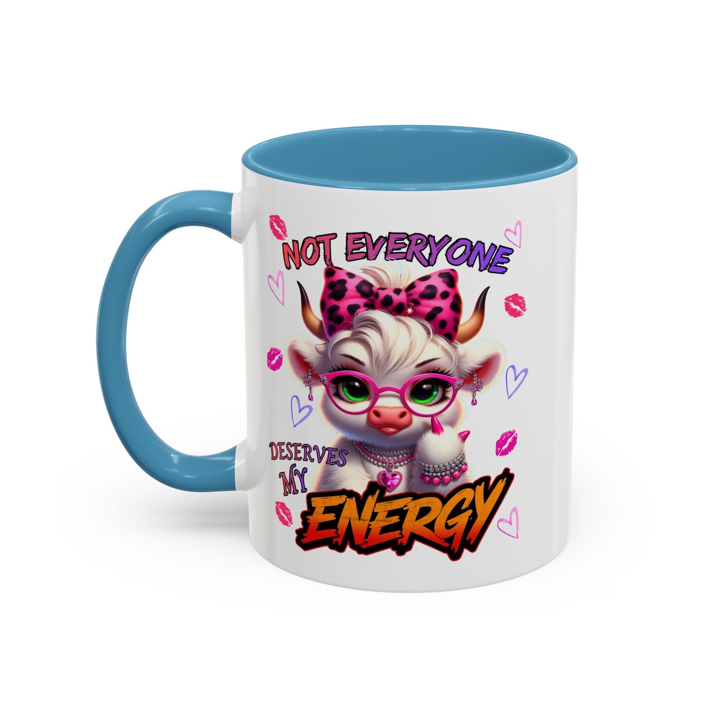 Coffee Mug — "Not Everyone Deserves My Energy" Cute Cow Accent Mug (11/15 oz)
