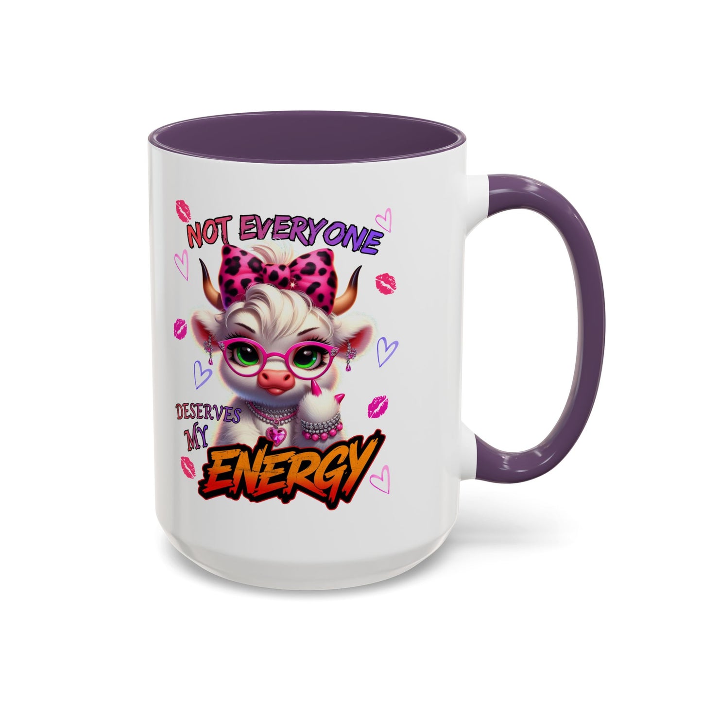 Coffee Mug — "Not Everyone Deserves My Energy" Cute Cow Accent Mug (11/15 oz)