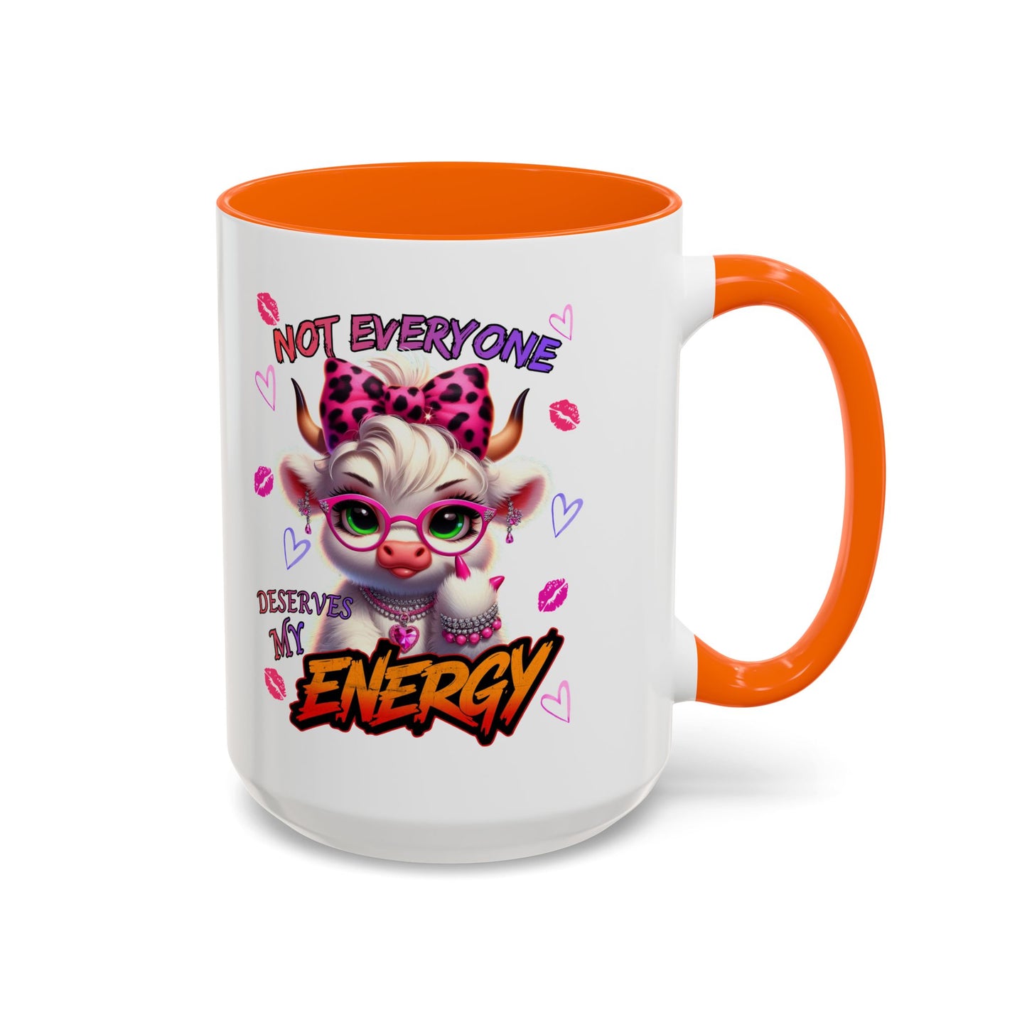 Coffee Mug — "Not Everyone Deserves My Energy" Cute Cow Accent Mug (11/15 oz)