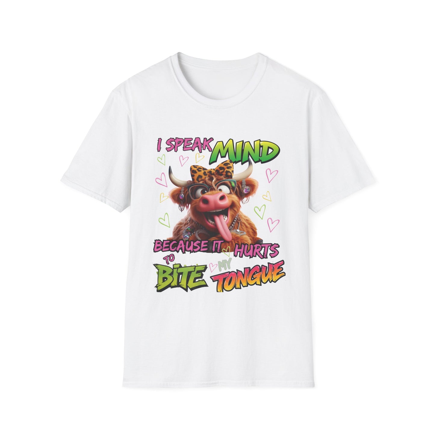 Funny Cow T-Shirt — "I Speak My Mind Because It Hurts to Bite My Tongue" Graphic Tee