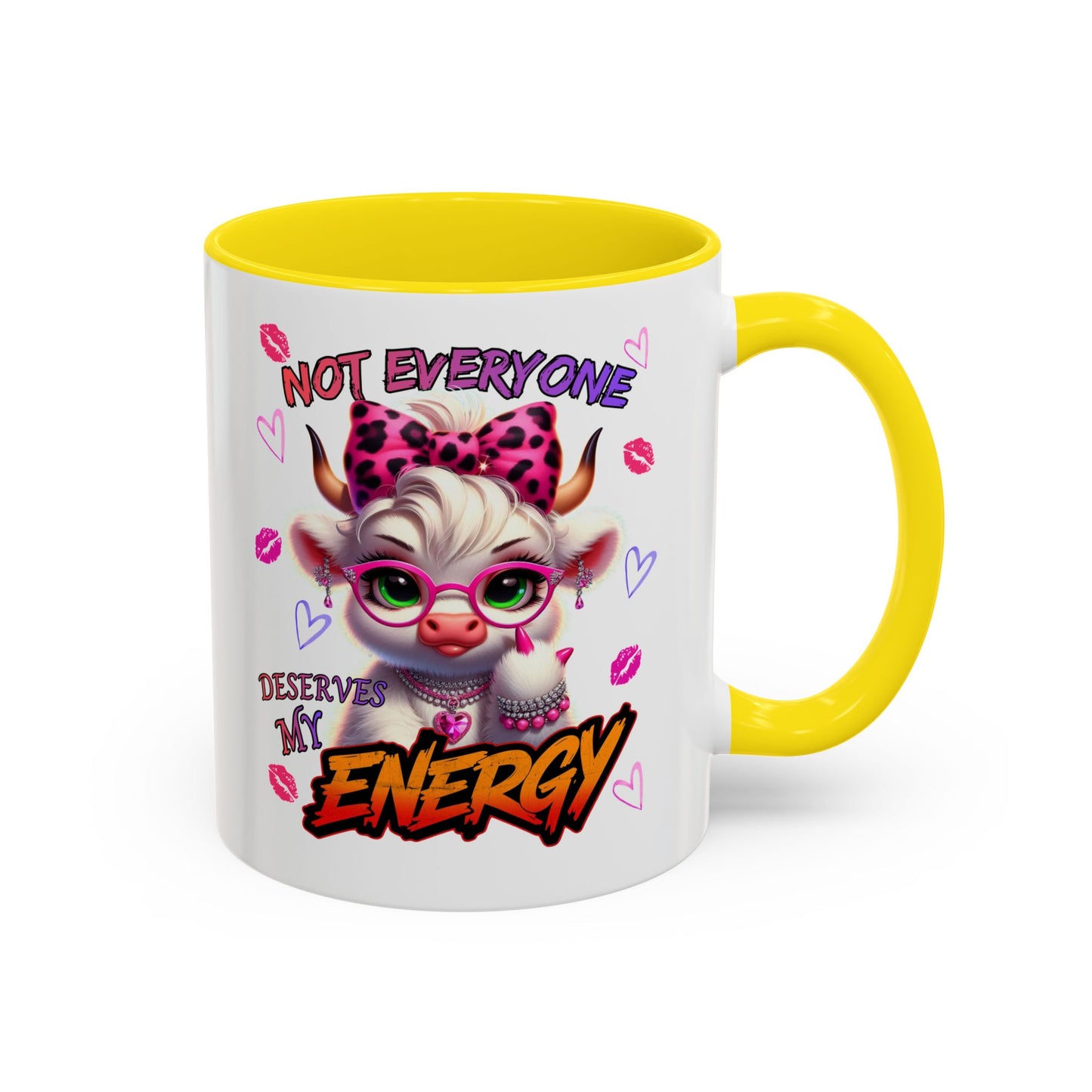 Coffee Mug — "Not Everyone Deserves My Energy" Cute Cow Accent Mug (11/15 oz)