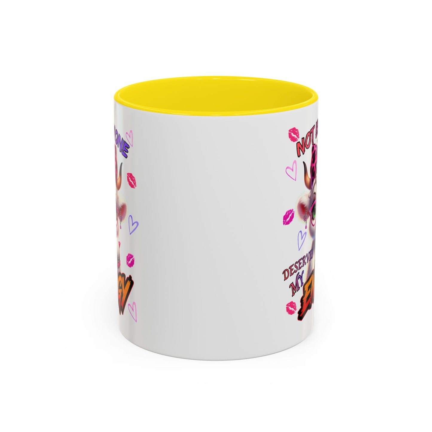 Coffee Mug — "Not Everyone Deserves My Energy" Cute Cow Accent Mug (11/15 oz)