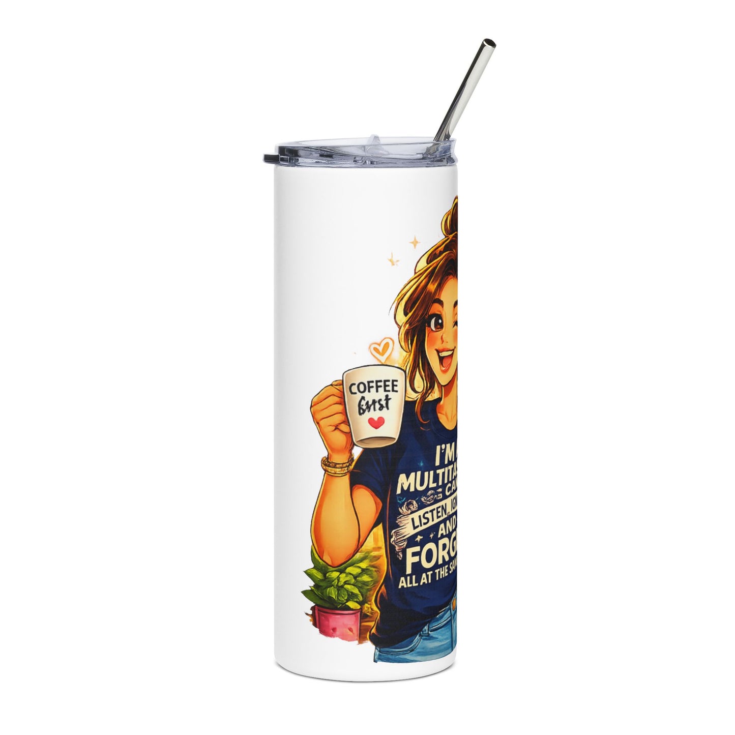 20oz Stainless Tumbler — "I'm a Multitasker" Coffee Lover Travel Cup