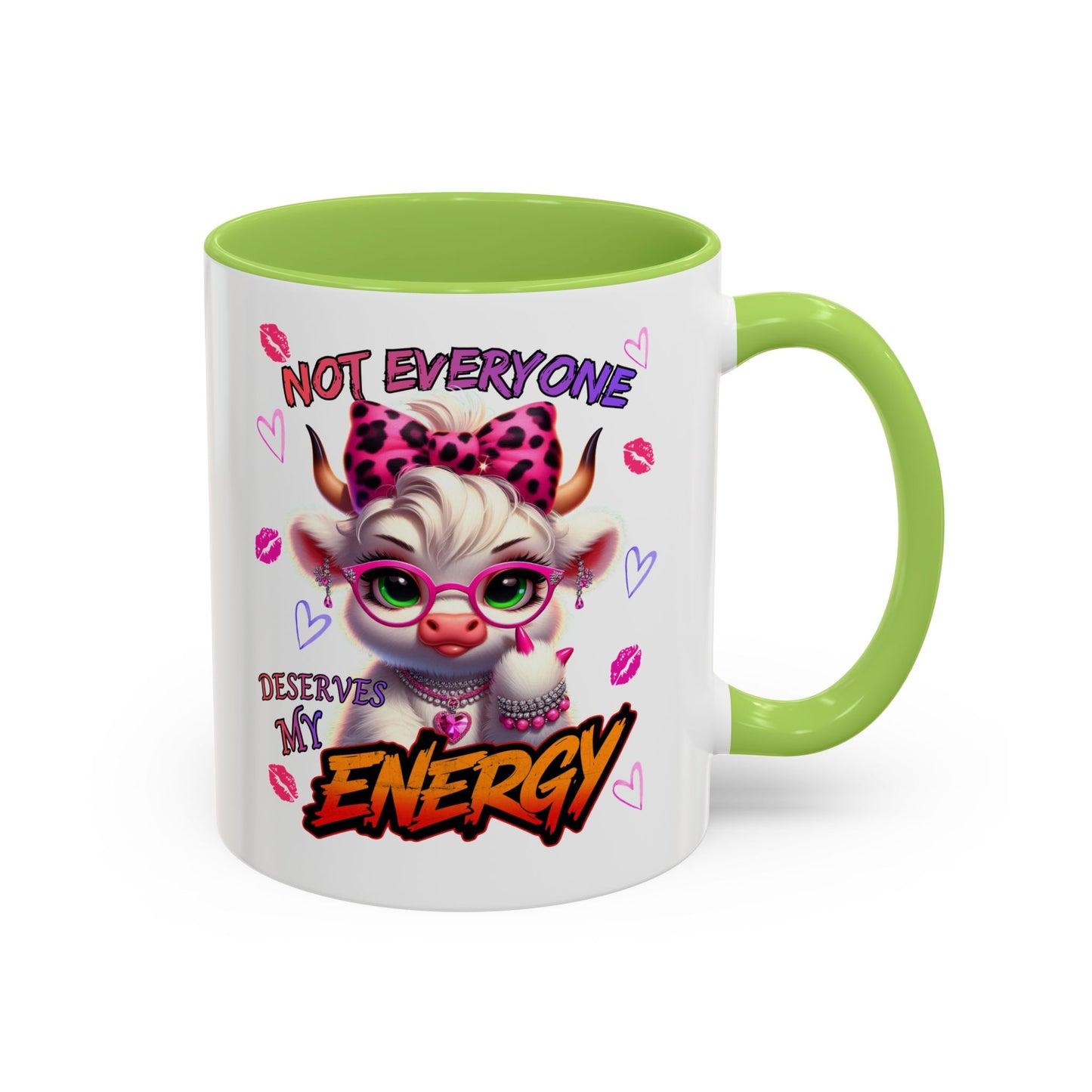 Coffee Mug — "Not Everyone Deserves My Energy" Cute Cow Accent Mug (11/15 oz)