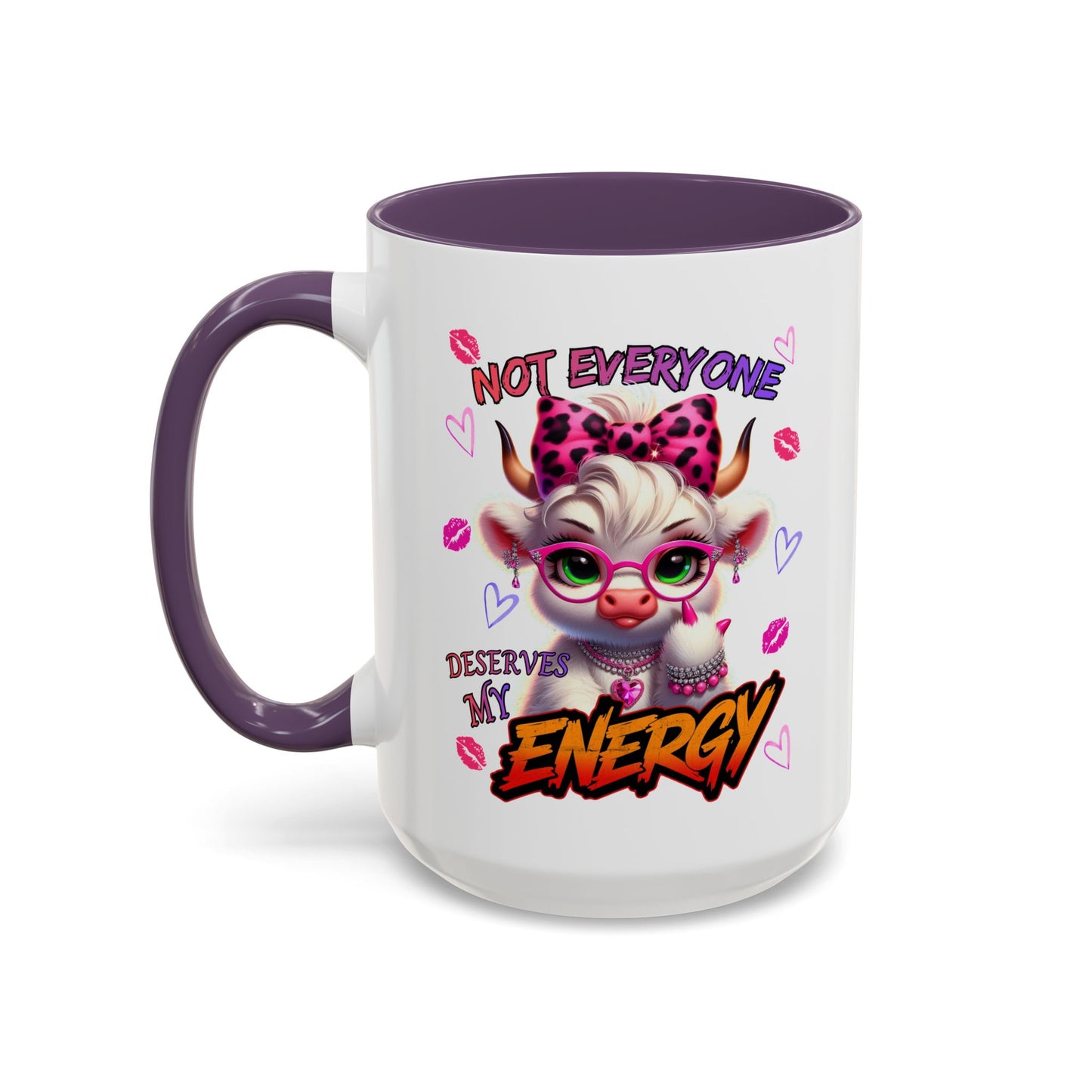 Coffee Mug — "Not Everyone Deserves My Energy" Cute Cow Accent Mug (11/15 oz)