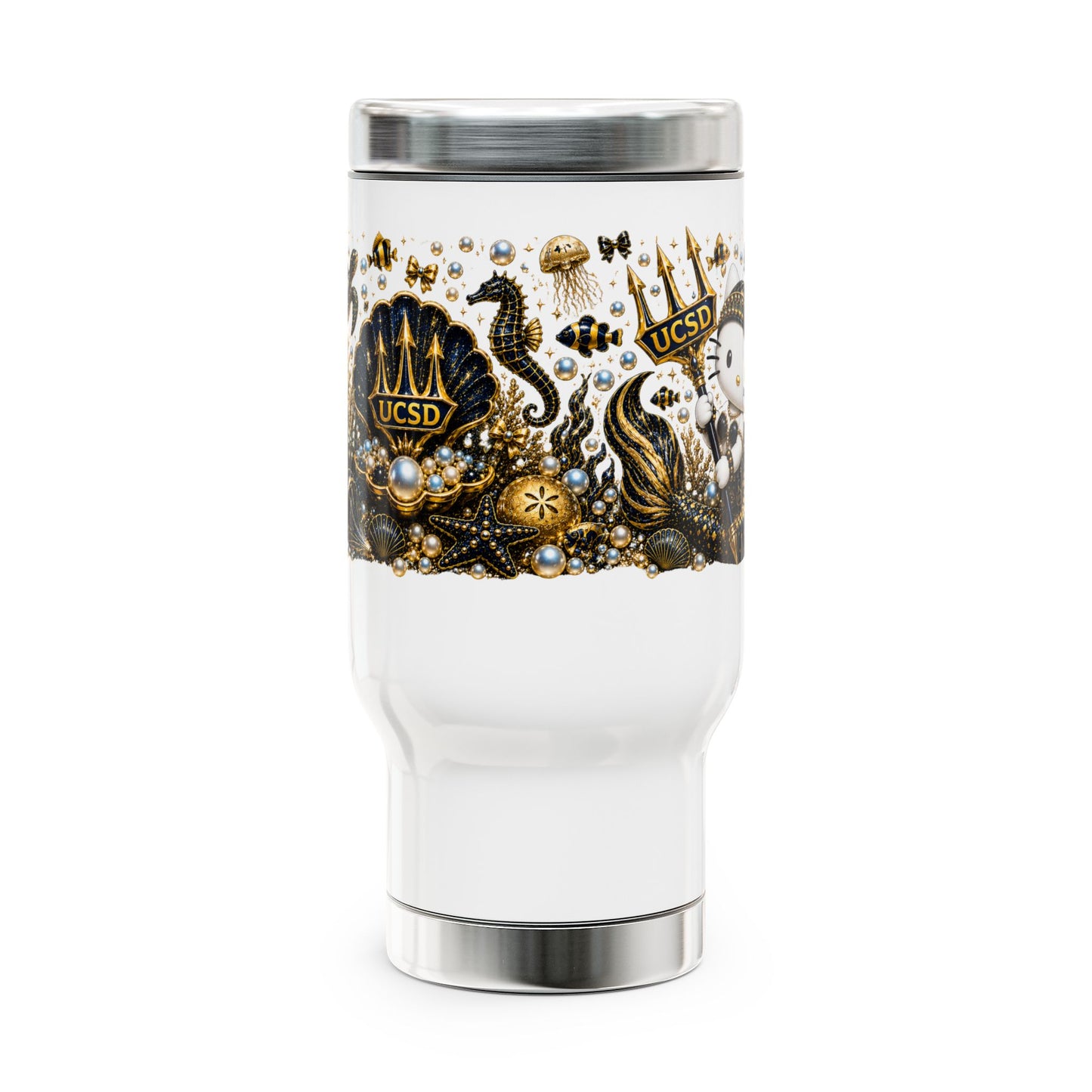 UCSD Nautical Seal Stainless Steel Travel Mug with Handle — 14oz