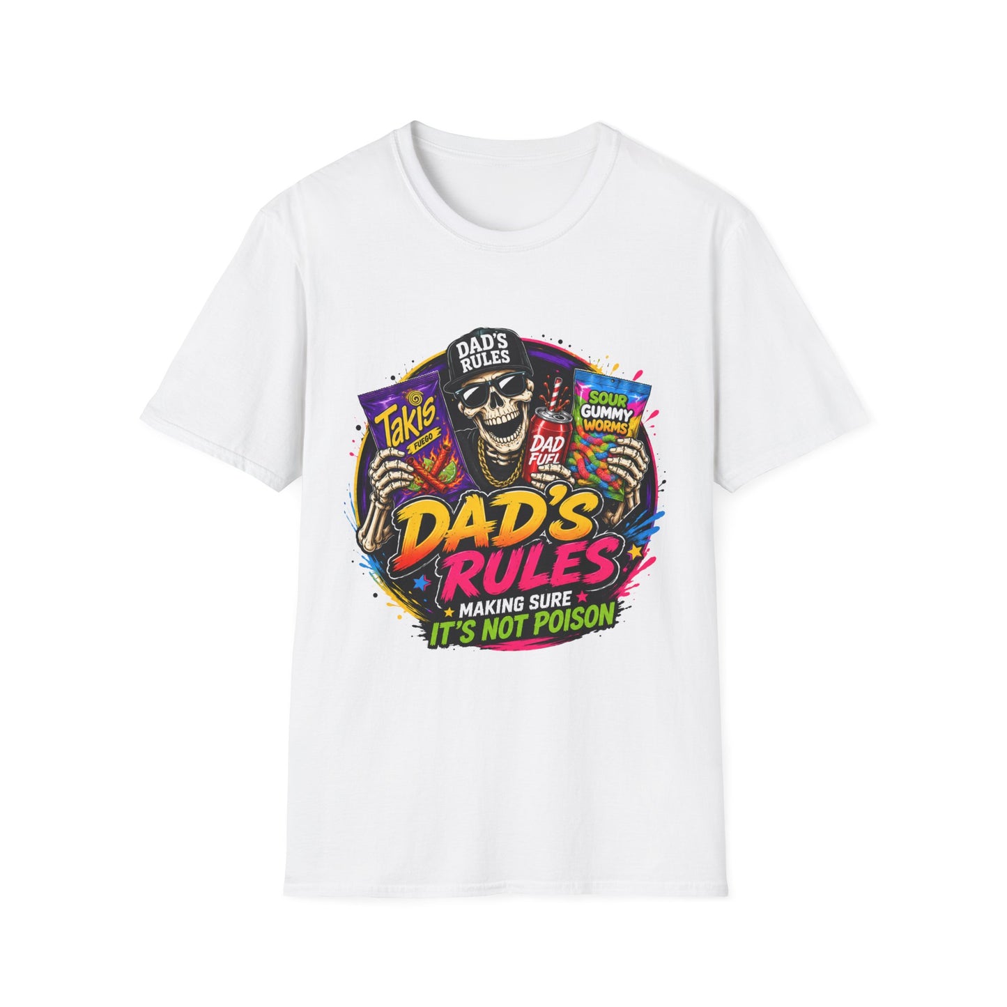 Dad's Rules T-Shirt — Funny Candy Snacking Skull Tee (Makes Sure It’s Not Poison)