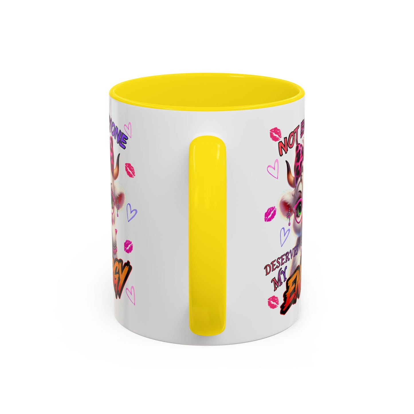 Coffee Mug — "Not Everyone Deserves My Energy" Cute Cow Accent Mug (11/15 oz)