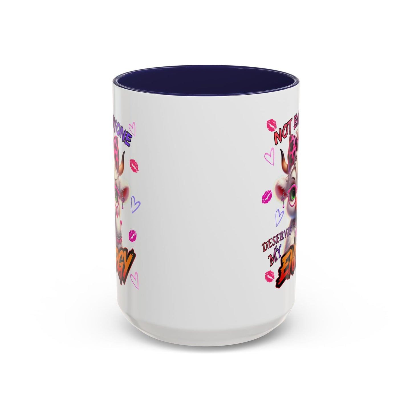 Coffee Mug — "Not Everyone Deserves My Energy" Cute Cow Accent Mug (11/15 oz)