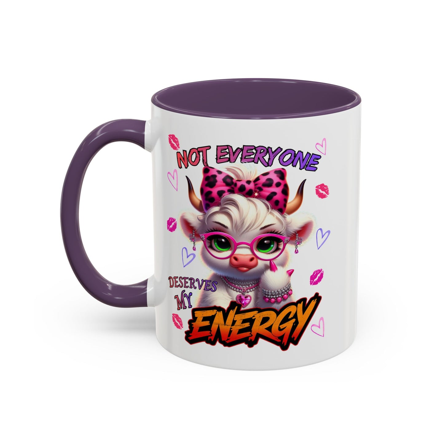 Coffee Mug — "Not Everyone Deserves My Energy" Cute Cow Accent Mug (11/15 oz)
