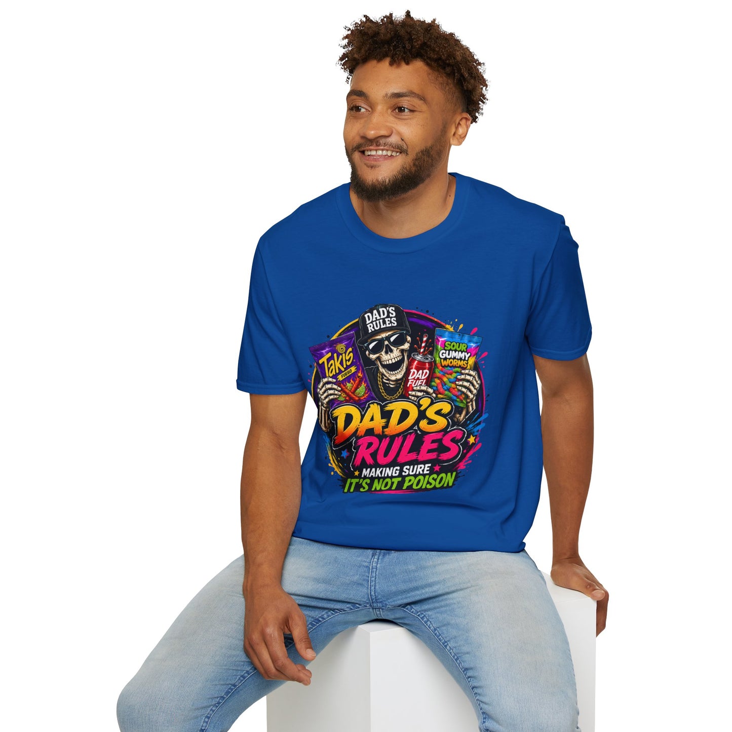 Dad's Rules T-Shirt — Funny Candy Snacking Skull Tee (Makes Sure It’s Not Poison)