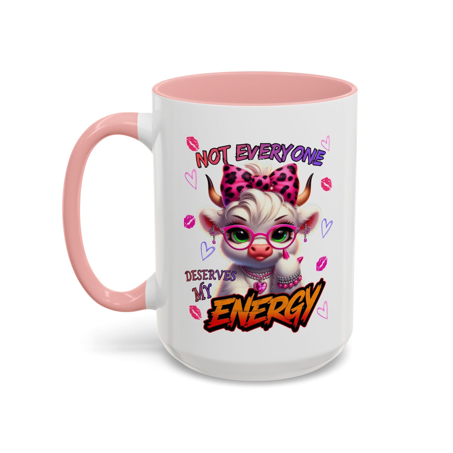 Coffee Mug — "Not Everyone Deserves My Energy" Cute Cow Accent Mug (11/15 oz)