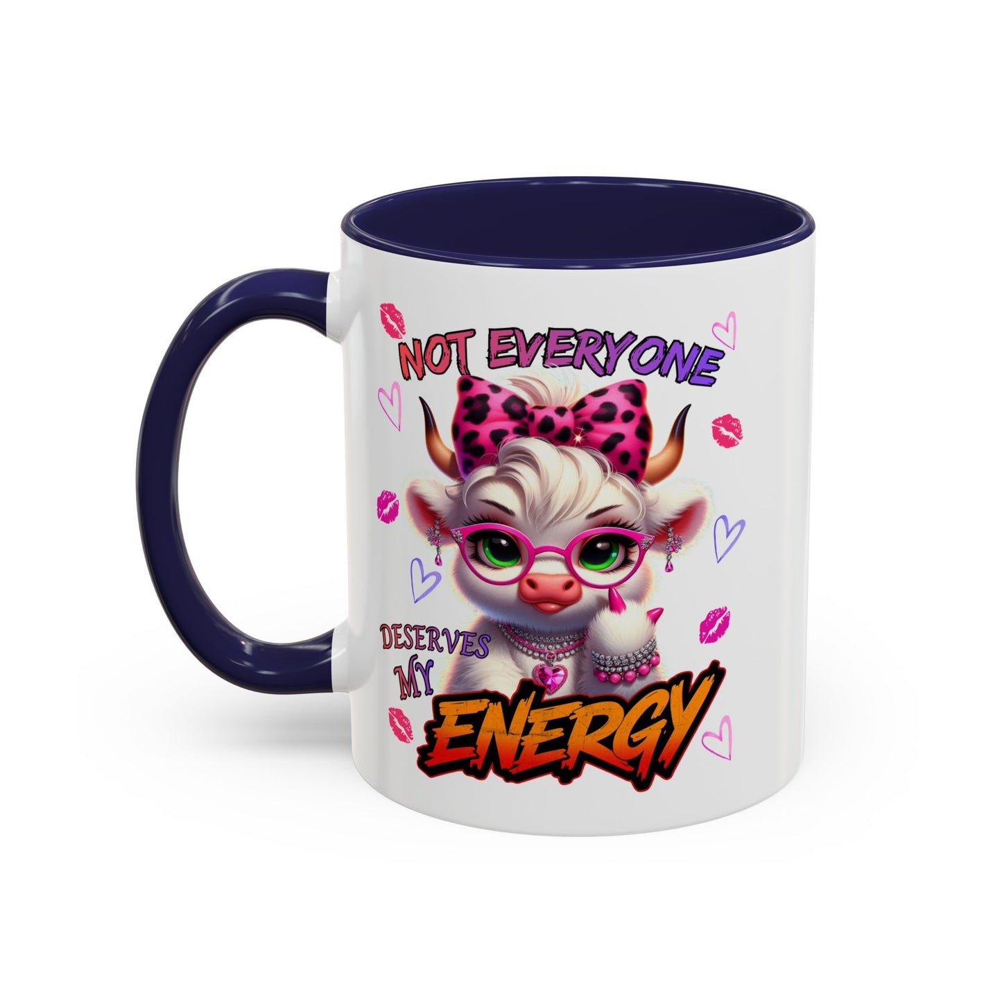 Coffee Mug — "Not Everyone Deserves My Energy" Cute Cow Accent Mug (11/15 oz)
