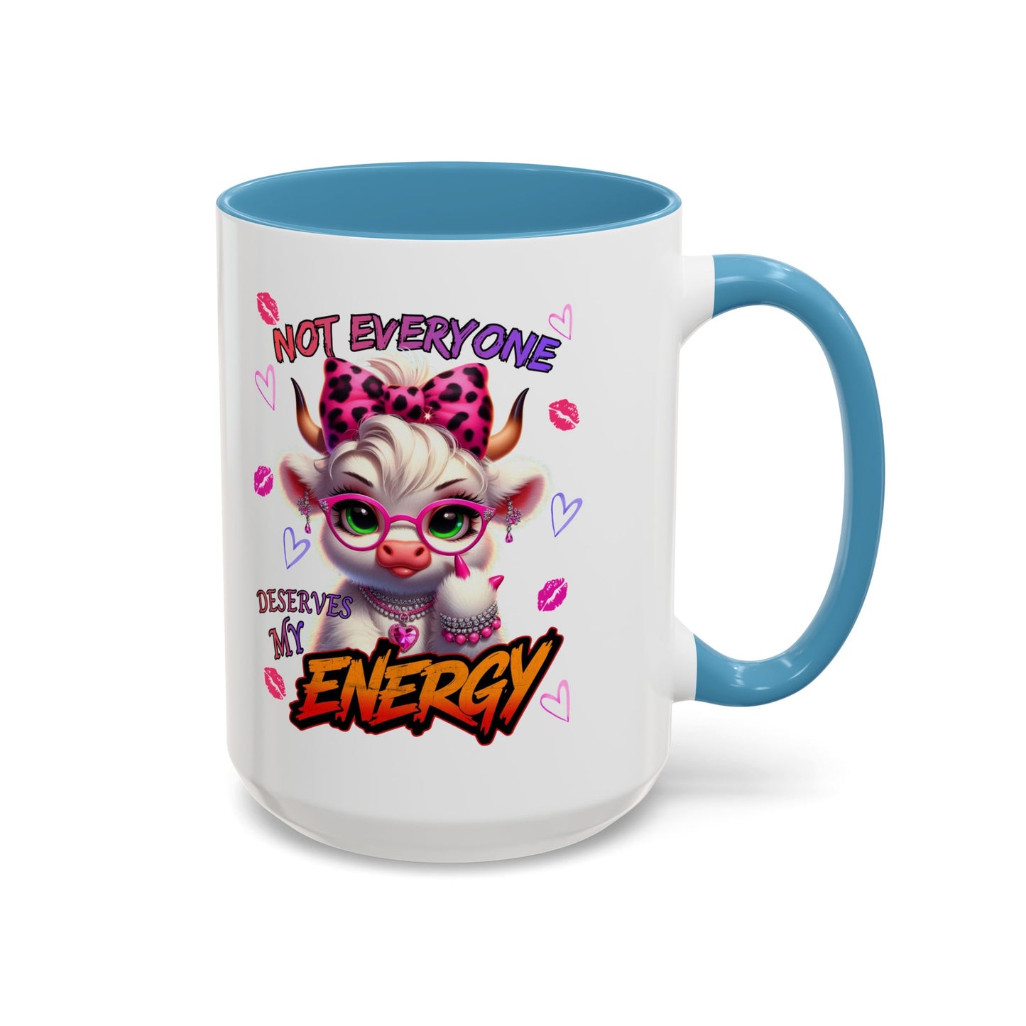 Coffee Mug — "Not Everyone Deserves My Energy" Cute Cow Accent Mug (11/15 oz)