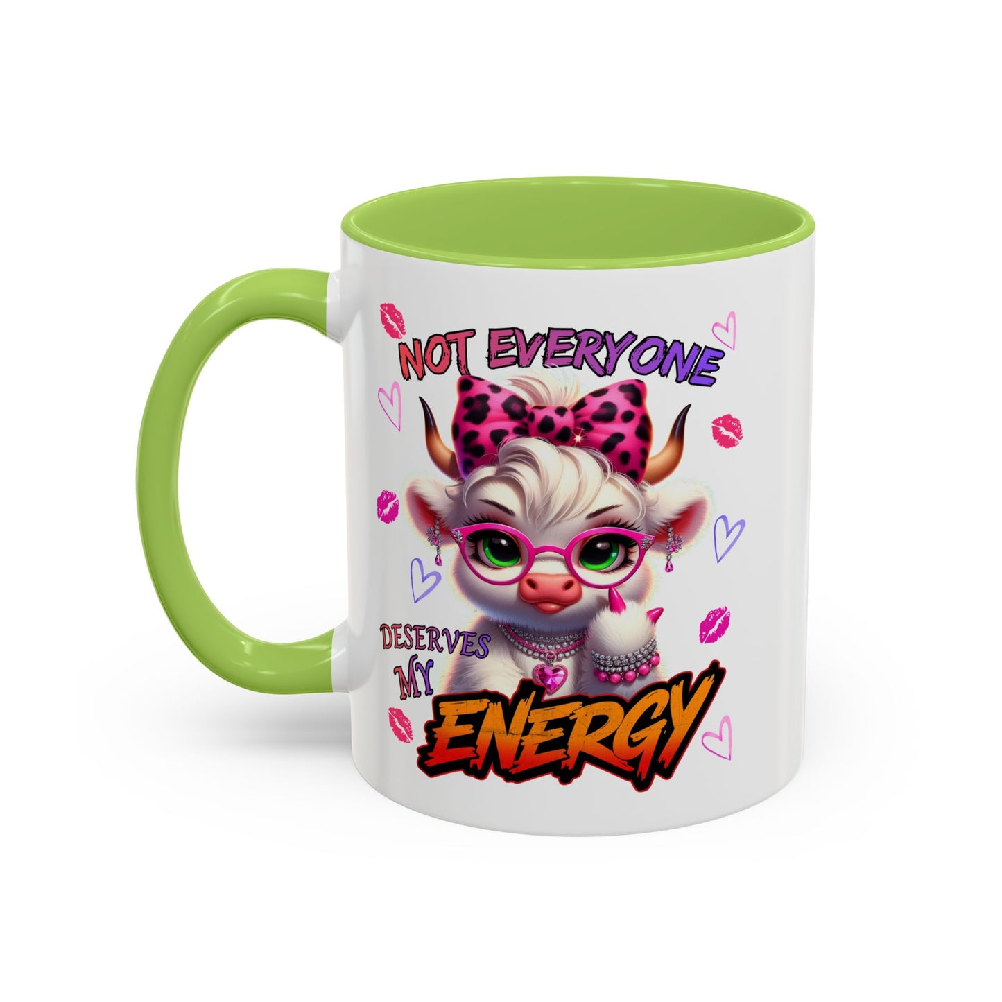 Coffee Mug — "Not Everyone Deserves My Energy" Cute Cow Accent Mug (11/15 oz)