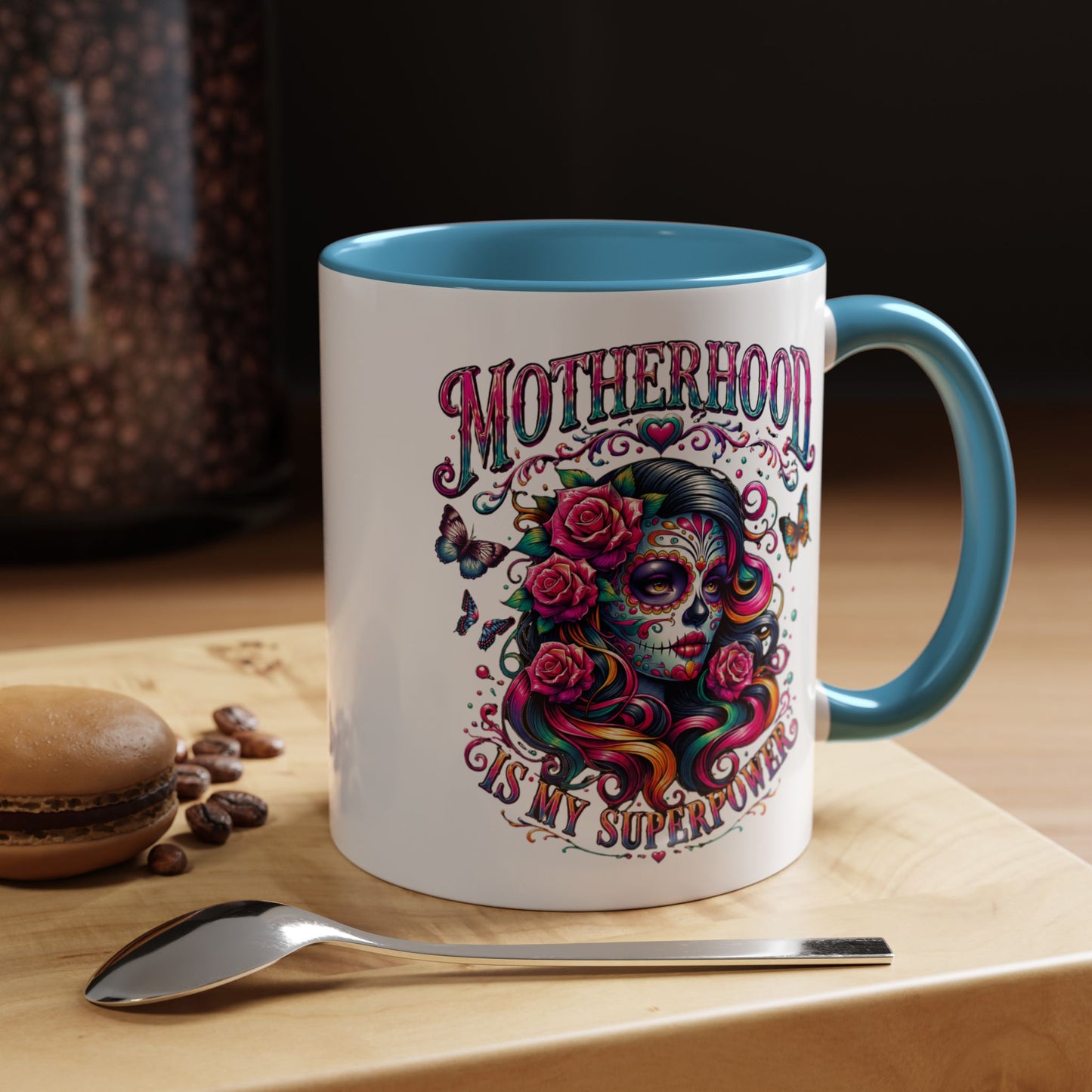 Motherhood Coffee Mug - 'Motherhood Is My Superpower' Accent Ceramic Mug (11/15oz)