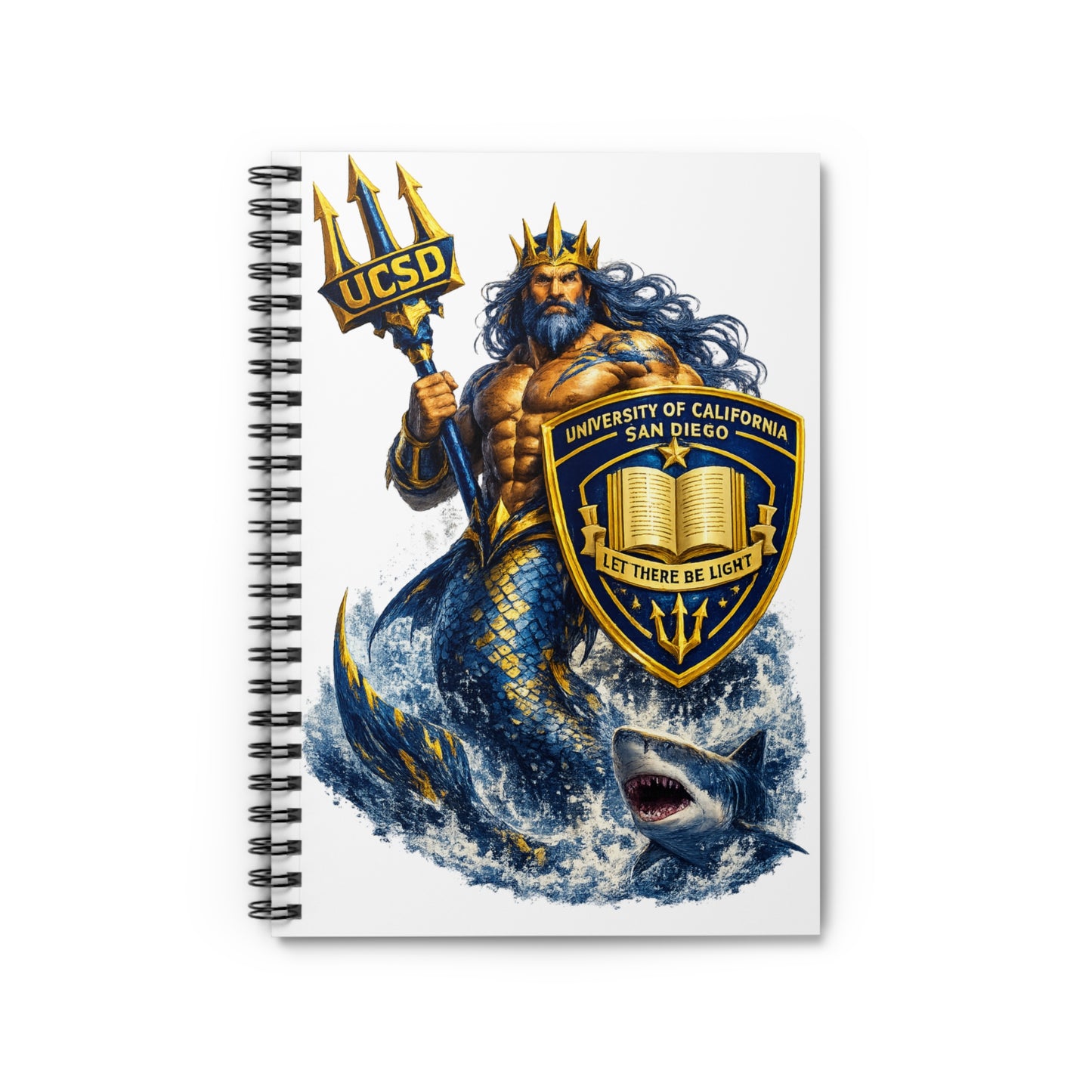 UCSD Triton Spiral Notebook — College Ruled Journal with Neptune & Shark Crest