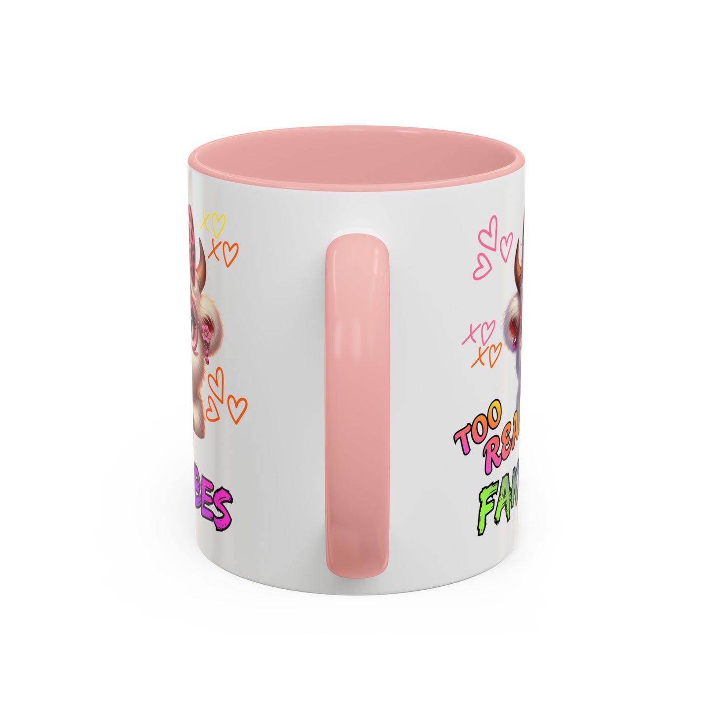 Coffee Mug — "Too Real for Fake Vibes" Cute Winking Cow Accent Mug (11/15oz)