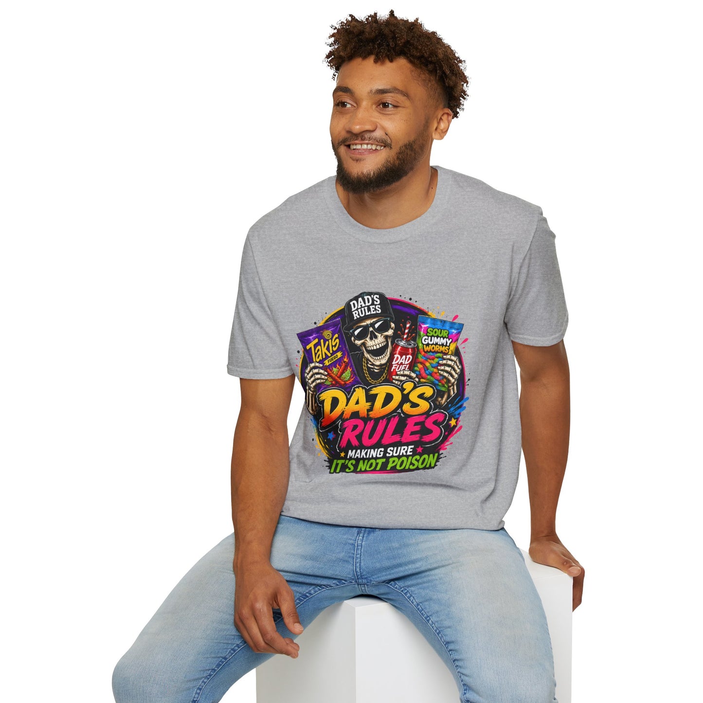 Dad's Rules T-Shirt — Funny Candy Snacking Skull Tee (Makes Sure It’s Not Poison)