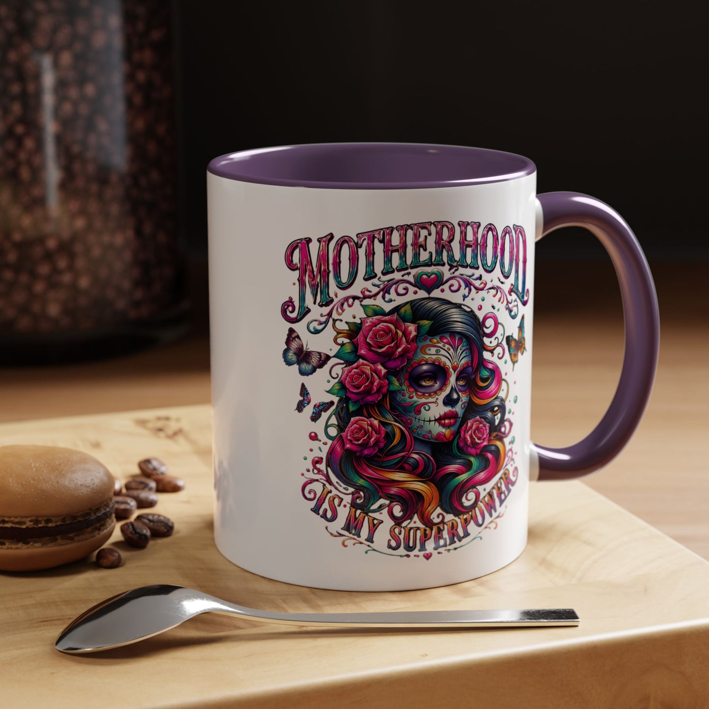 Motherhood Coffee Mug - 'Motherhood Is My Superpower' Accent Ceramic Mug (11/15oz)