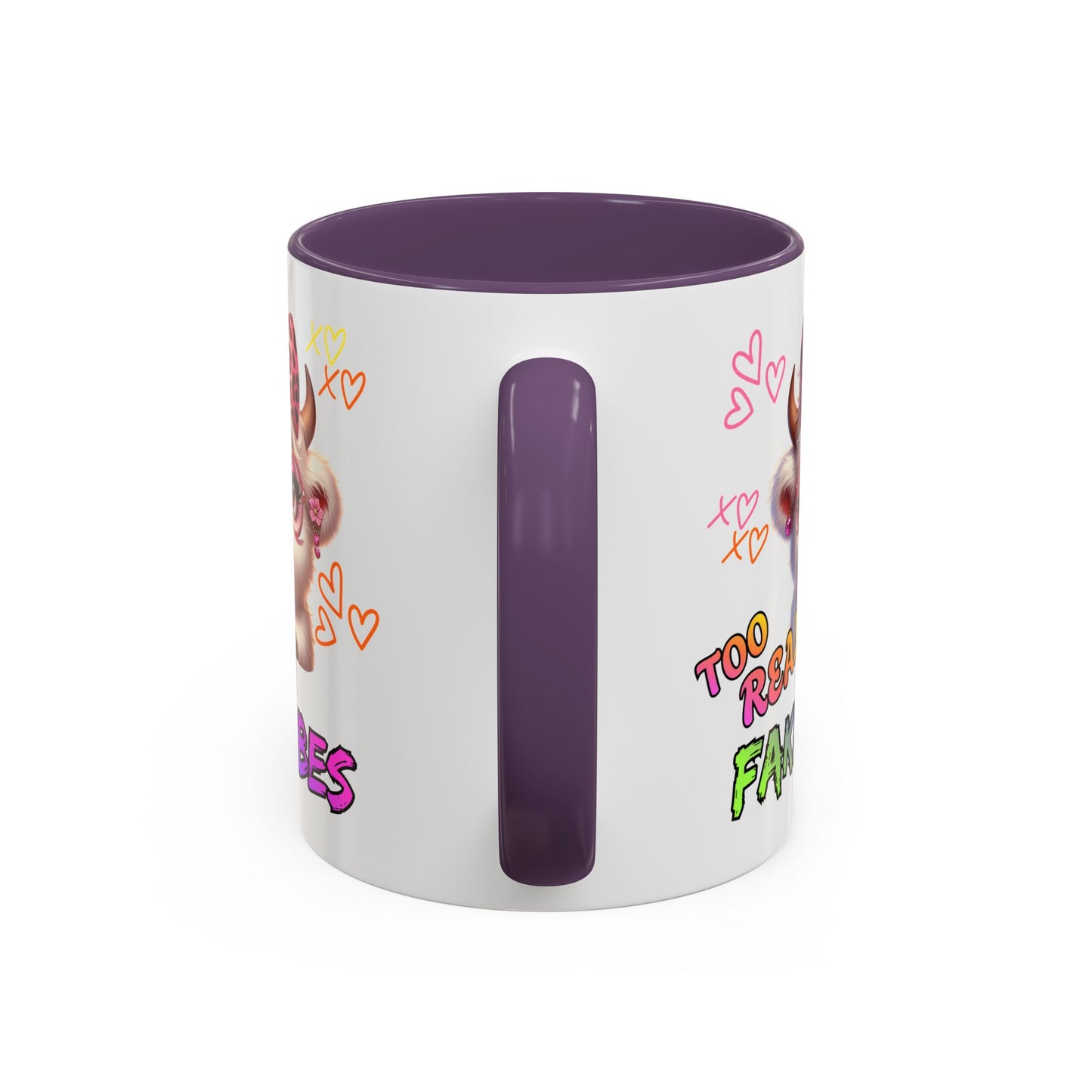 Coffee Mug — "Too Real for Fake Vibes" Cute Winking Cow Accent Mug (11/15oz)