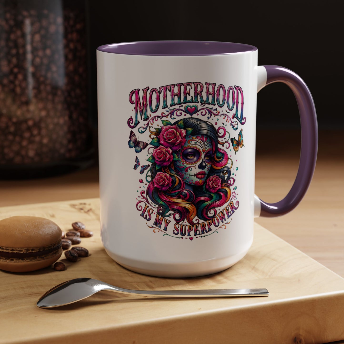 Motherhood Coffee Mug - 'Motherhood Is My Superpower' Accent Ceramic Mug (11/15oz)