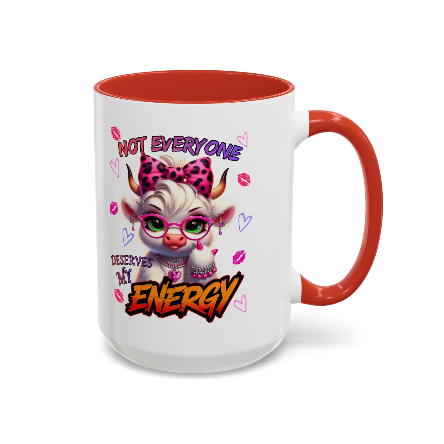 Coffee Mug — "Not Everyone Deserves My Energy" Cute Cow Accent Mug (11/15 oz)