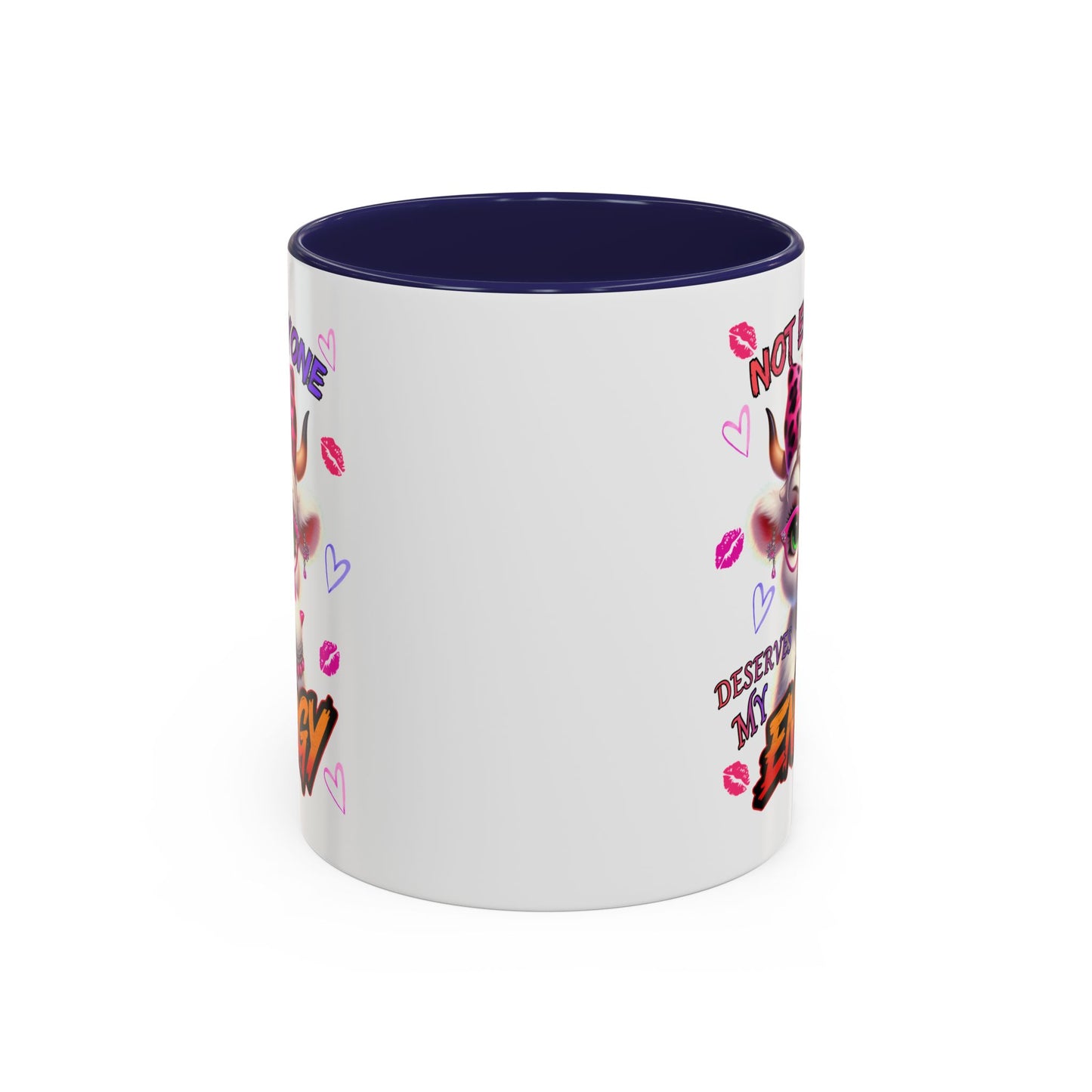 Coffee Mug — "Not Everyone Deserves My Energy" Cute Cow Accent Mug (11/15 oz)