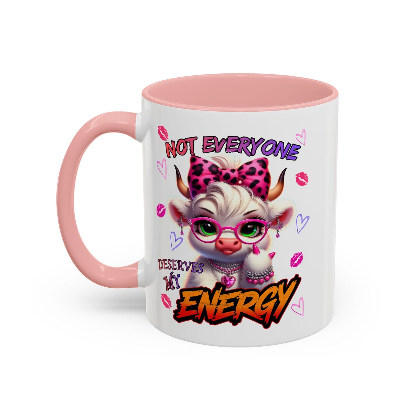 Coffee Mug — "Not Everyone Deserves My Energy" Cute Cow Accent Mug (11/15 oz)