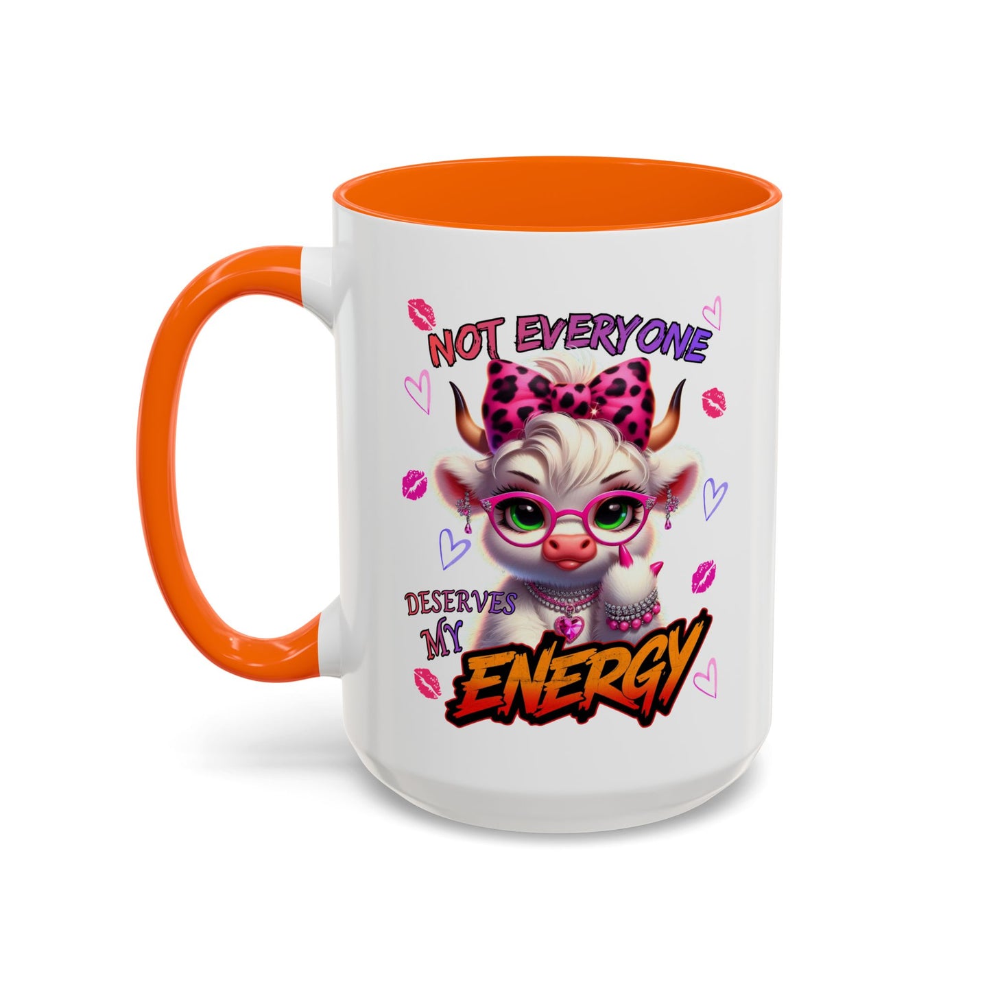 Coffee Mug — "Not Everyone Deserves My Energy" Cute Cow Accent Mug (11/15 oz)