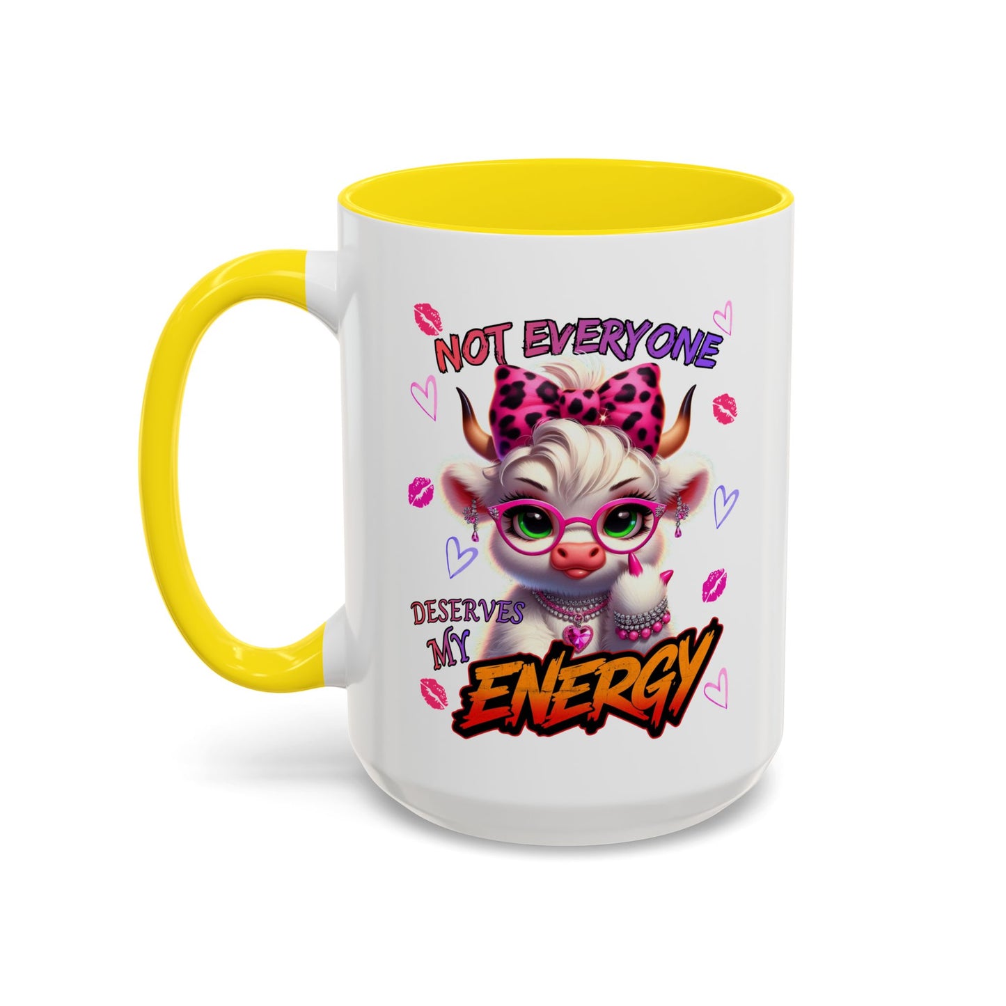 Coffee Mug — "Not Everyone Deserves My Energy" Cute Cow Accent Mug (11/15 oz)