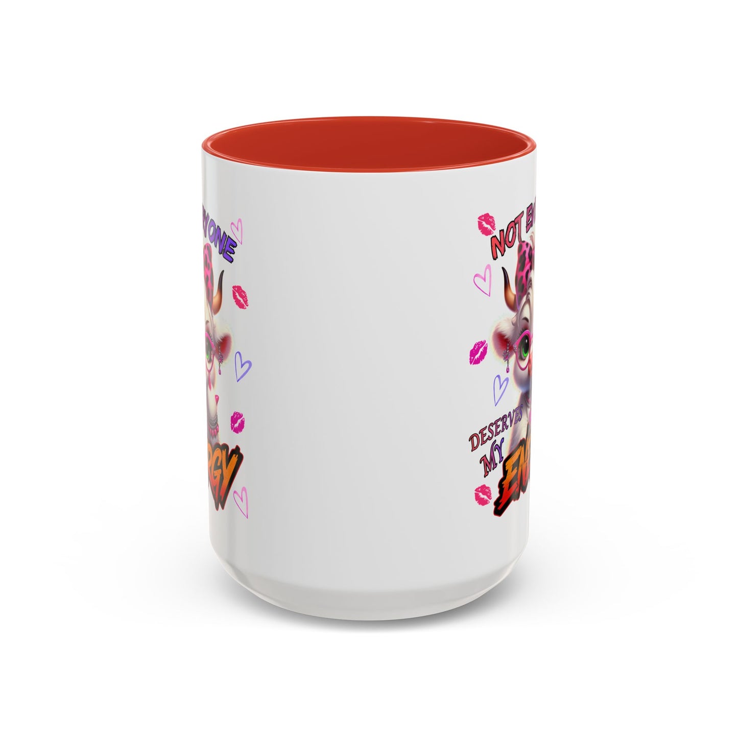 Coffee Mug — "Not Everyone Deserves My Energy" Cute Cow Accent Mug (11/15 oz)