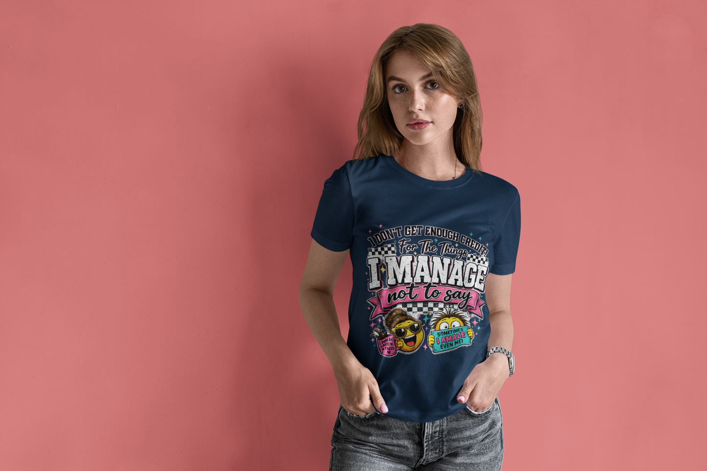 I Manage Not To Say Funny Emoji Crewneck T-Shirt – Humorous Self-Control Graphic Tee