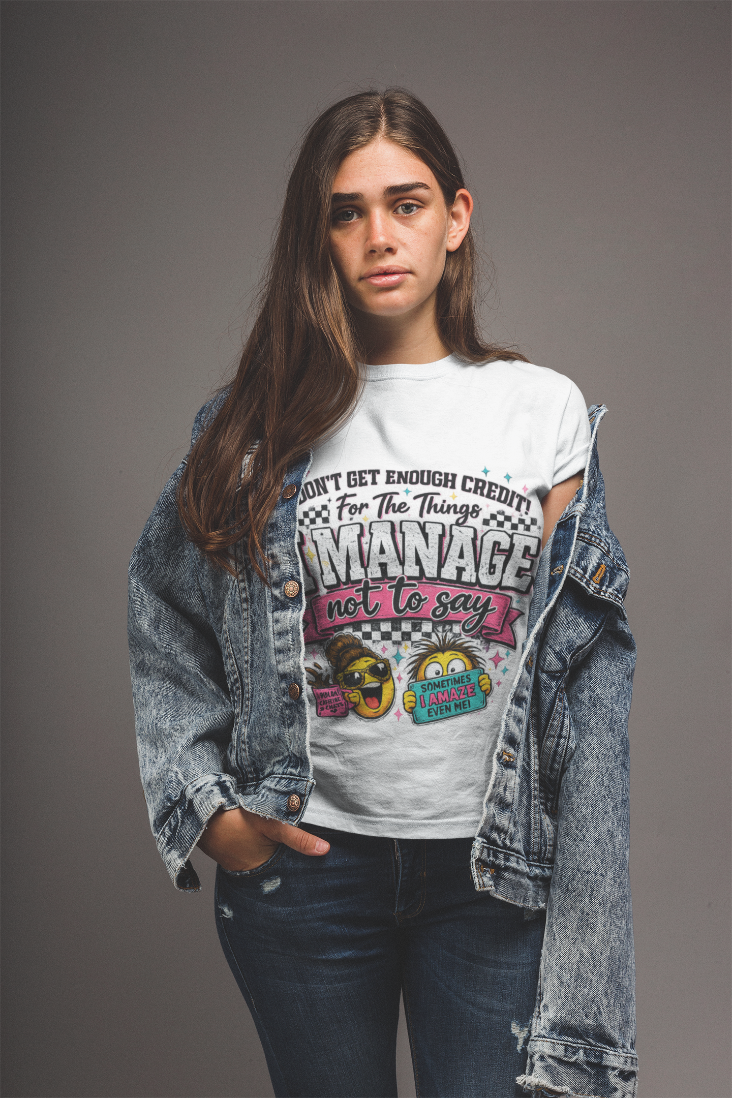 I Manage Not To Say Funny Emoji Crewneck T-Shirt – Humorous Self-Control Graphic Tee