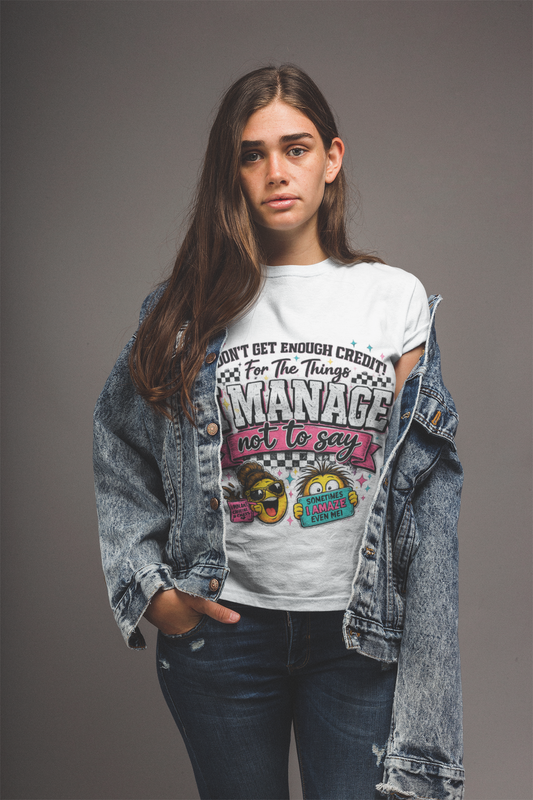 I Manage Not To Say Funny Emoji Crewneck T-Shirt – Humorous Self-Control Graphic Tee