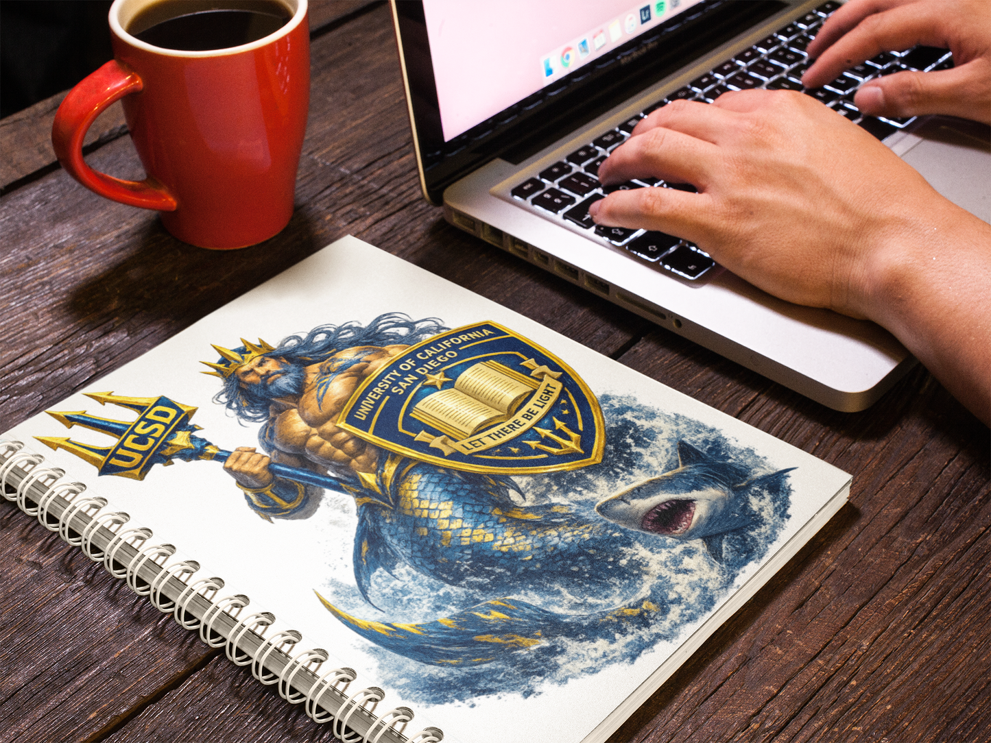 UCSD Triton Spiral Notebook — College Ruled Journal with Neptune & Shark Crest