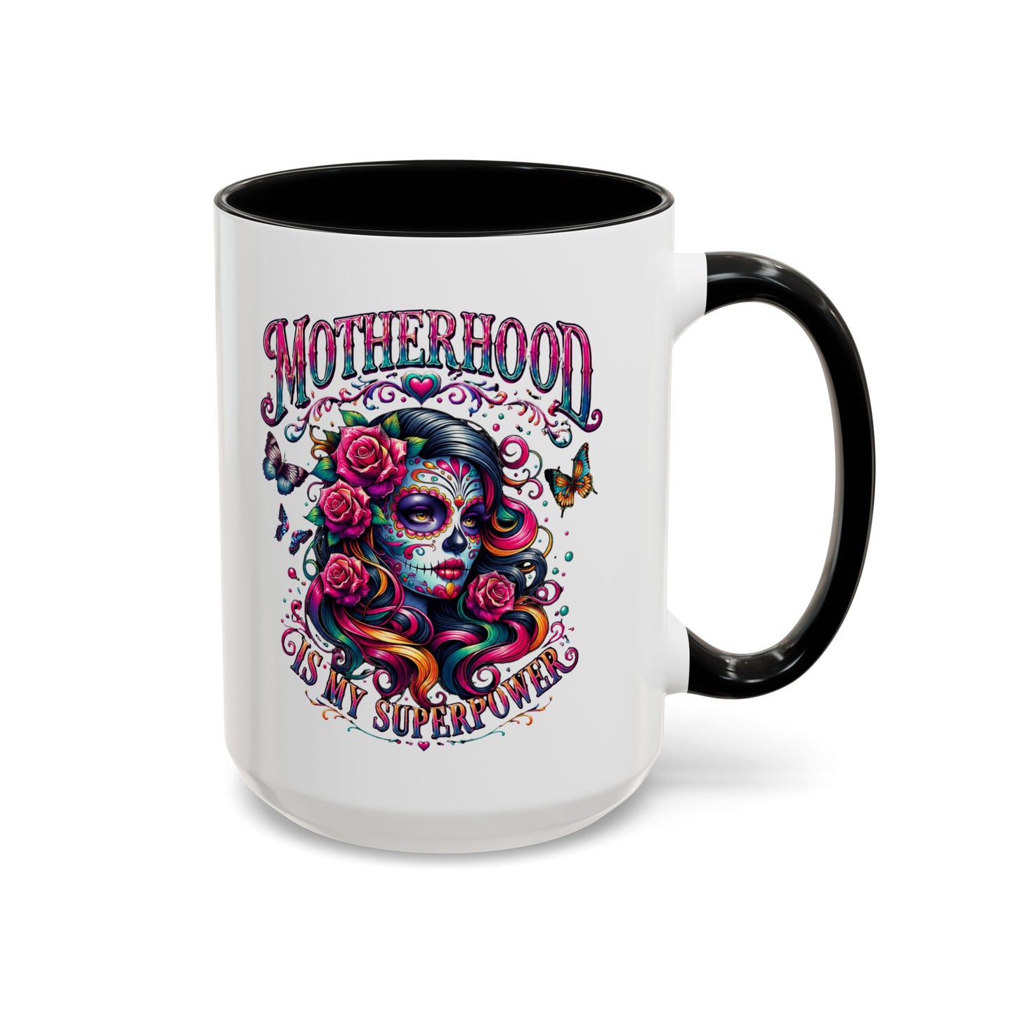 Motherhood Coffee Mug - 'Motherhood Is My Superpower' Accent Ceramic Mug (11/15oz)