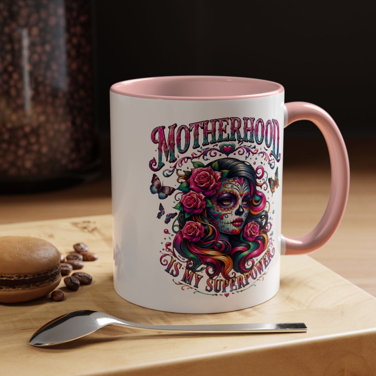 Motherhood Coffee Mug - 'Motherhood Is My Superpower' Accent Ceramic Mug (11/15oz)