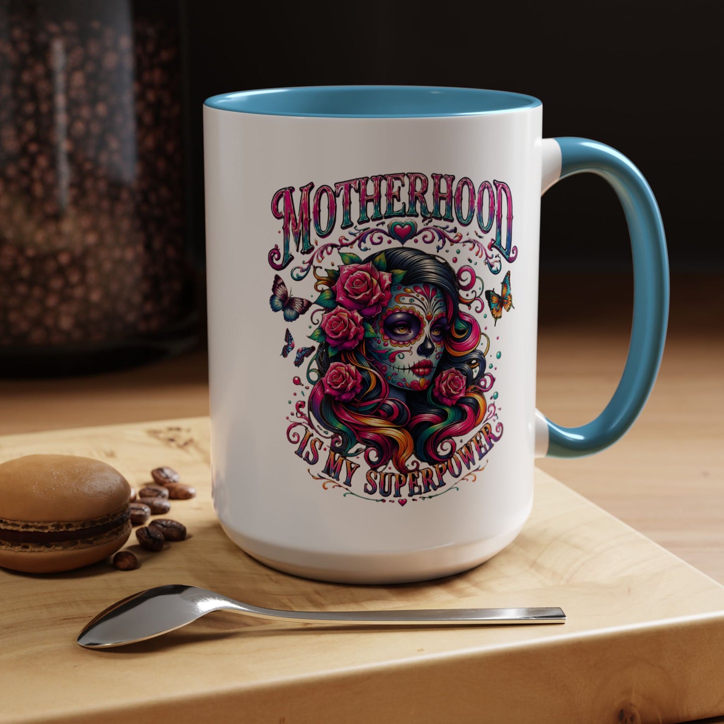 Motherhood Coffee Mug - 'Motherhood Is My Superpower' Accent Ceramic Mug (11/15oz)